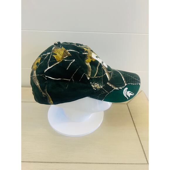 Michigan State University Camo Distressed Baseball Hat Adjustable Back Spartans - Picture 2 of 7